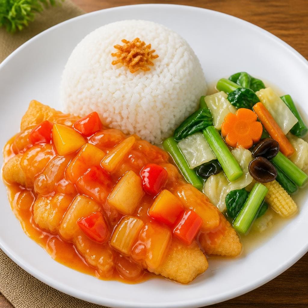 Nasi Ikan Fillet Saus Asam Manis D’ Cost Seafood